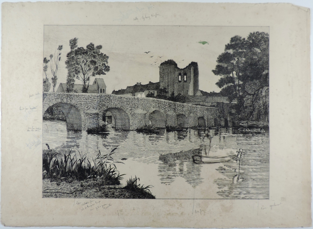 Le pont de Grez-sur-Loing, Fernande Sadler, 1906 vers