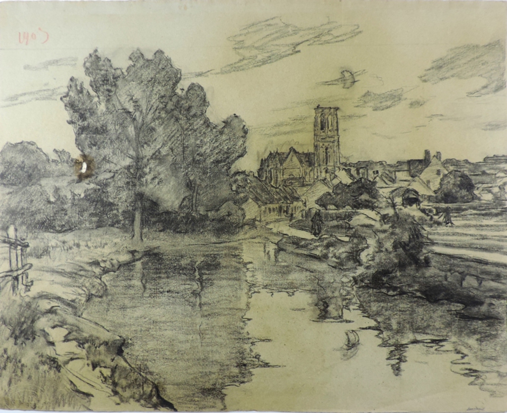 Larchant au crépuscule, Gaston Ernest Marche, 1905