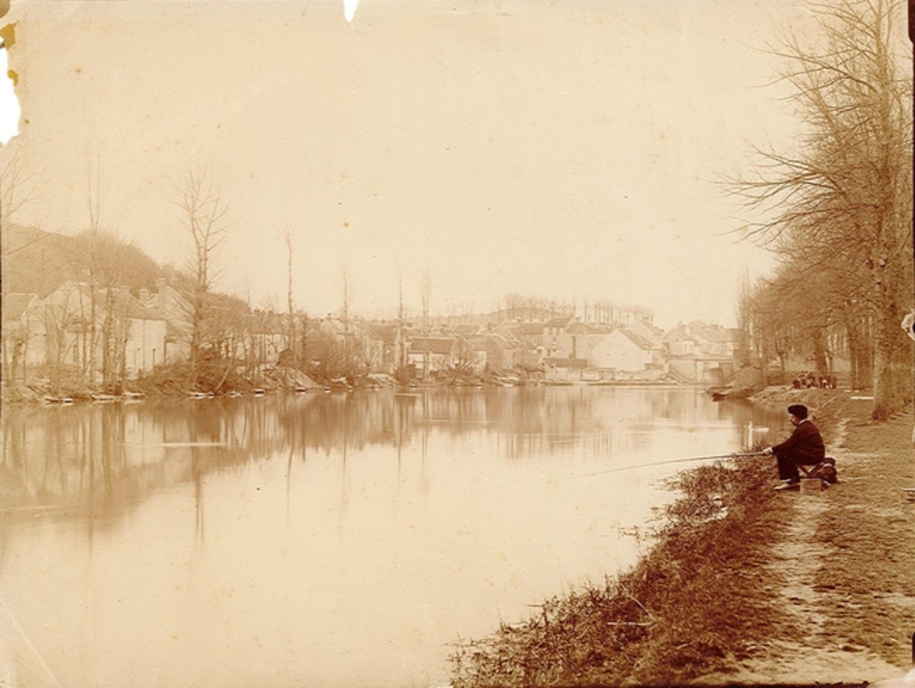 Pêcheur sur les bords du Loing à Nemours, Gaston Ernest Marche