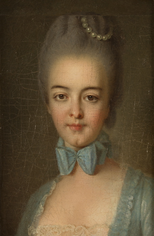 Portrait de femme au ruban bleu, François Hubert Drouais, 3e quart 18e siècle