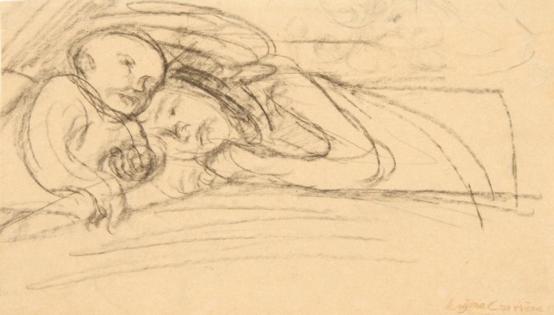 Esquisse de femme allongée avec un bébé, Eugène Carriere, 1900 vers