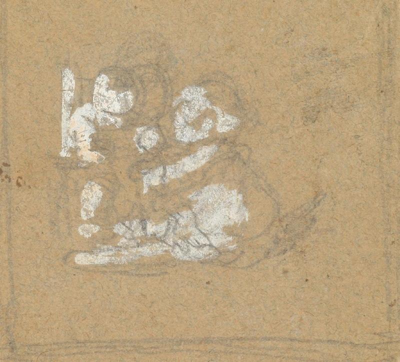 Deux jeunes enfants face à face dont un bébé sur une chaise haute (titre du registre d'inventaire), Eugène Carriere, 1900