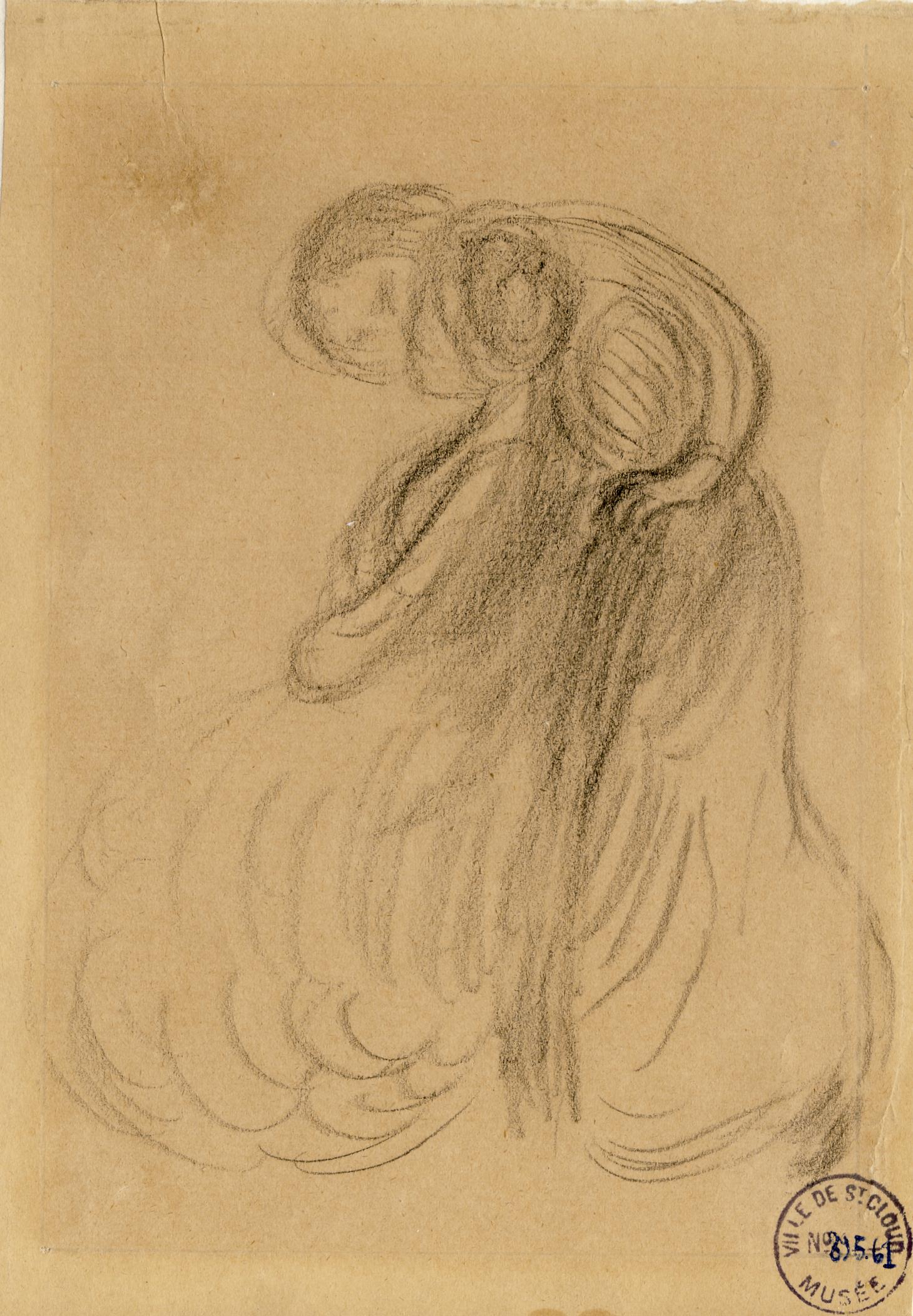 Deux femmes : l'une assise, l'autre debout penchée au dessus de la première (titre du registre d'inventaire), Eugène Carriere, 1900 vers