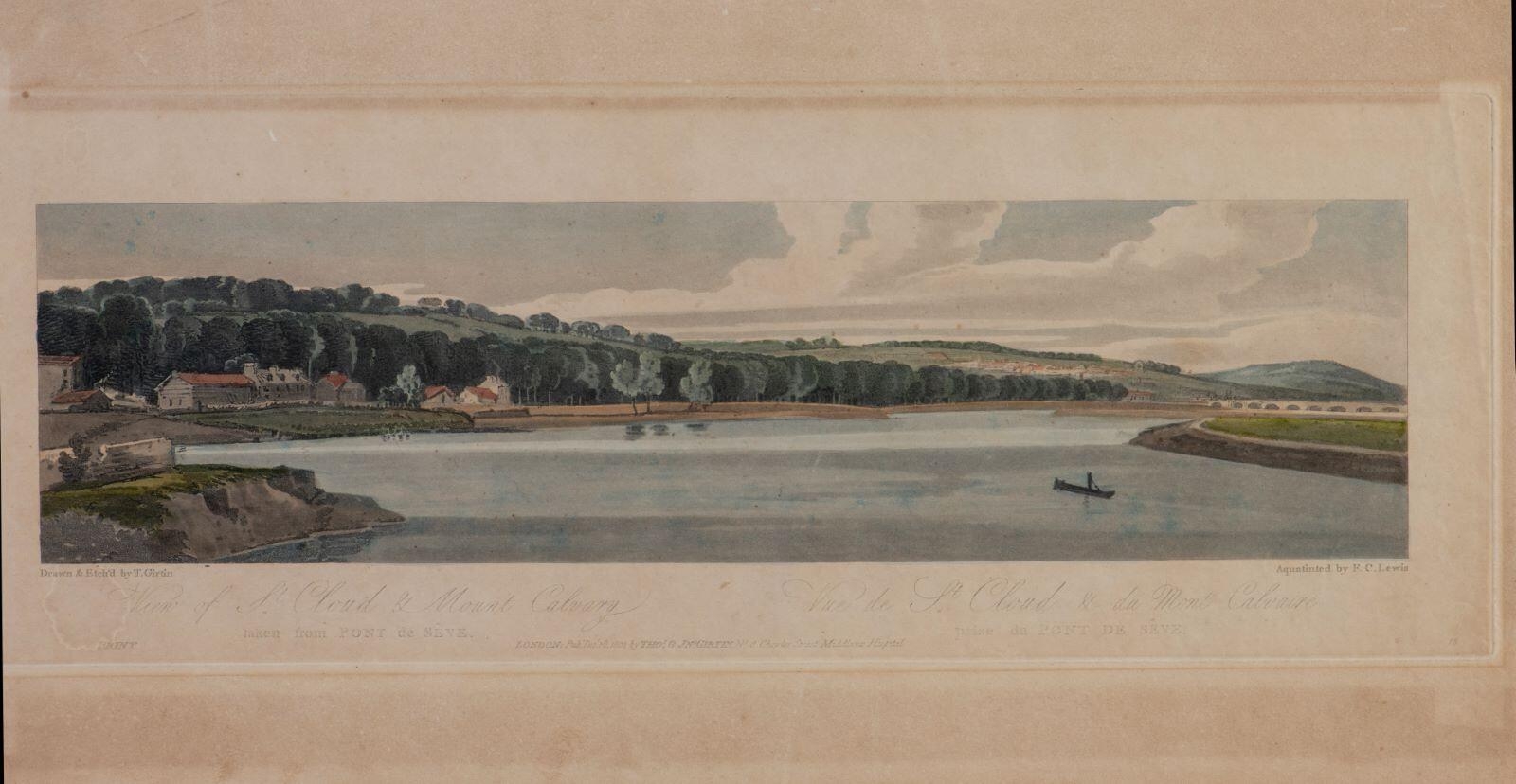 View of Saint-Cloud and mount calvery taken from Pont de Sèvres / Vue de Saint-Cloud et du Mont Calvaire prise du pont de Sèvres, Frederick Christian Lewis, 1802