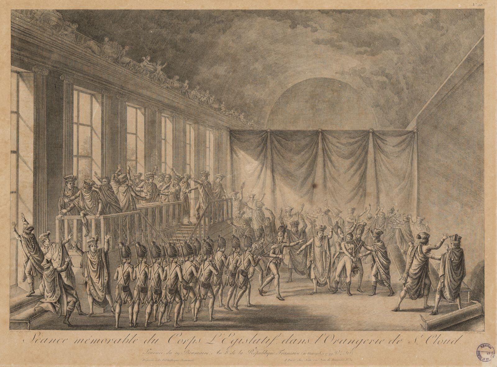 Séance mémorable du corps législatif dans l’Orangerie de Saint-Cloud, Pierre Adrien Le Beau, 1799 entre,1813 et