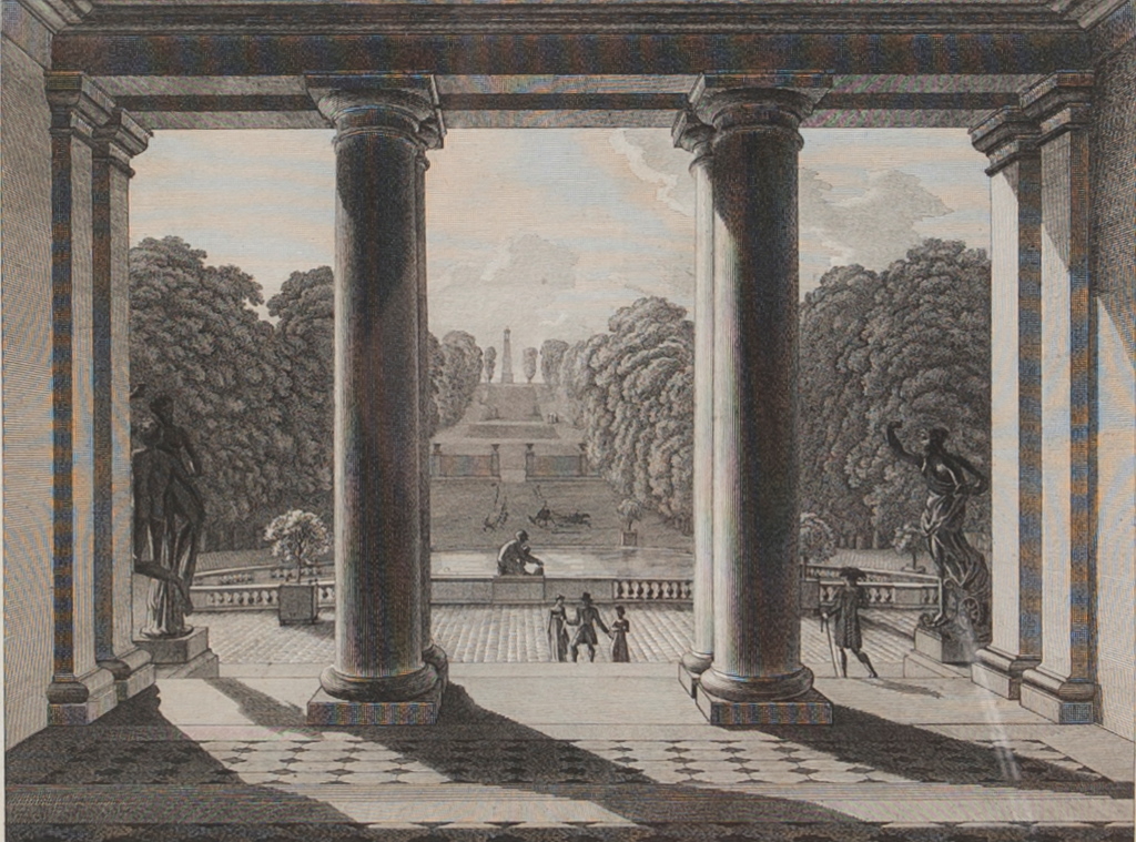 Vue du vestibule et des avenues au sud du palais de Saint-Cloud, Louis-Pierre Baltard, 1803