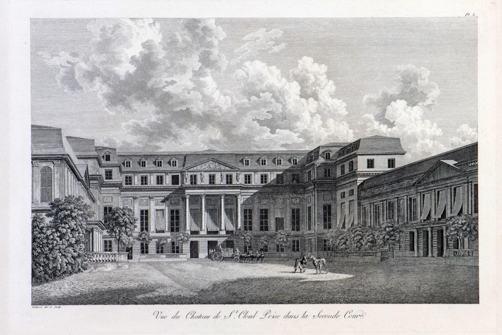 Vue du château de Saint-Cloud prise dans la seconde cour, Louis-Pierre Baltard, 1803