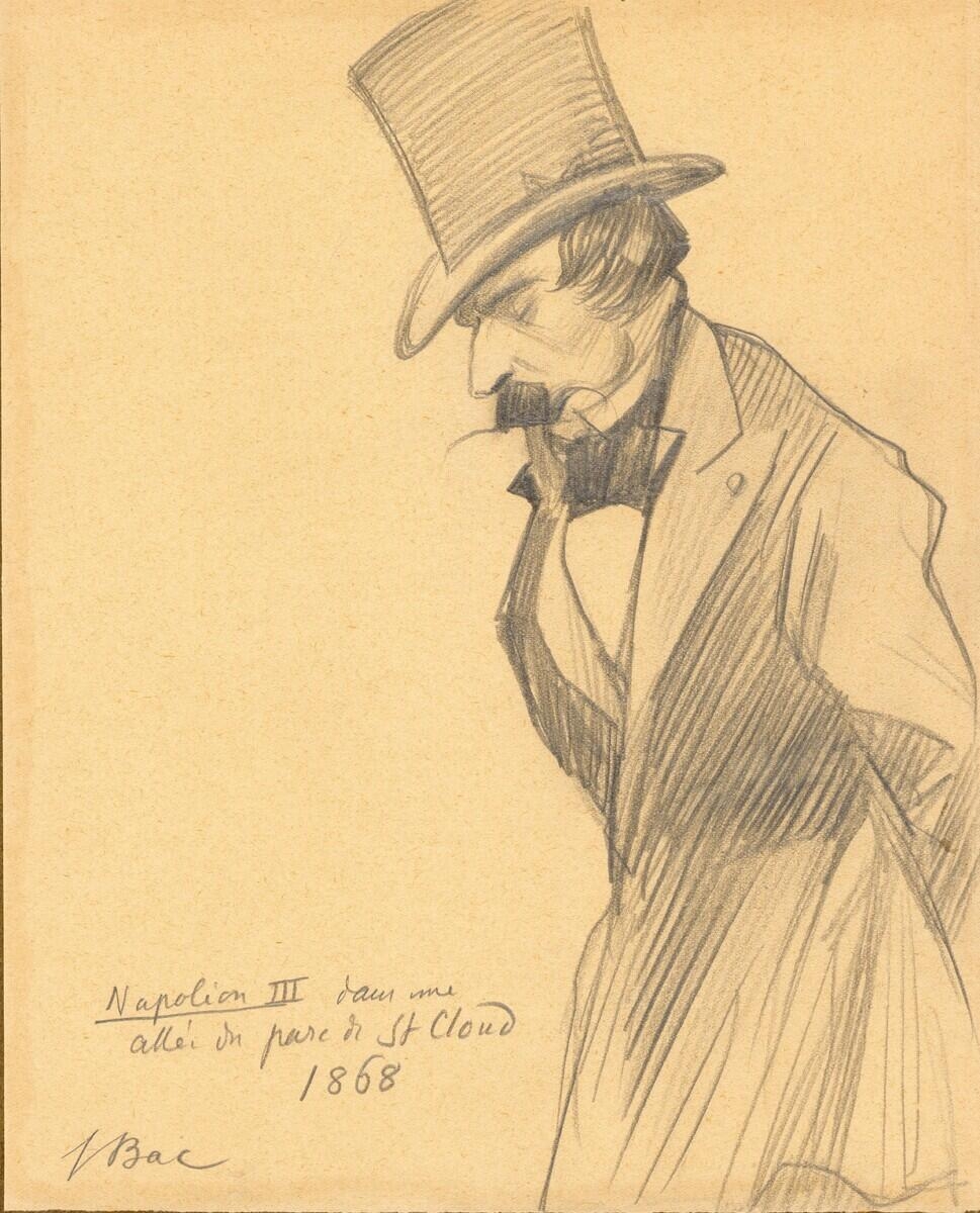 Napoléon III dans une allée du parc de St Cloud 1868, Ferdinand Bac, 1952 avant