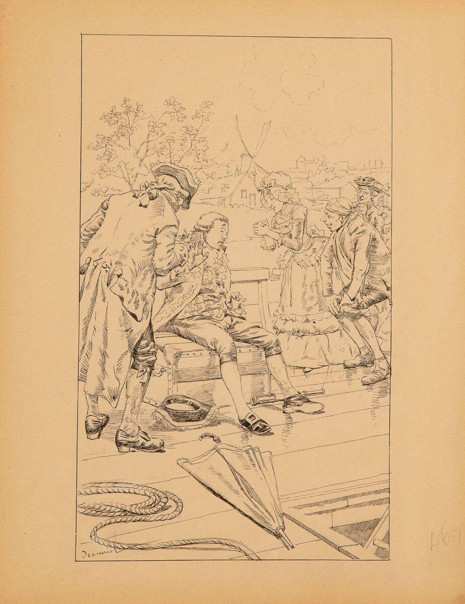 Voyage de Paris à Saint-Cloud par terre et par mer. Le voyageur se trouve mal et est obligé de s’asseoir, Georges Jeanniot, 1883