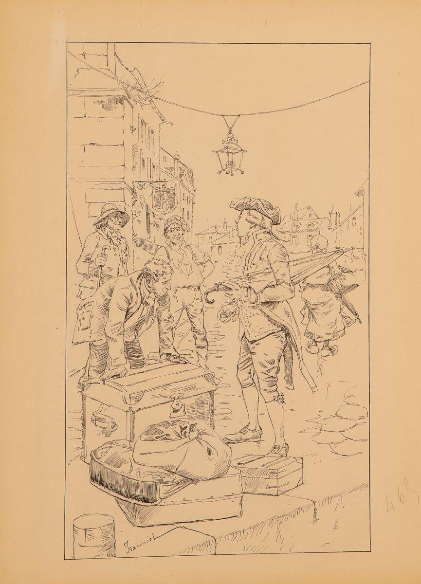Voyage de Paris à Saint-Cloud par terre et par mer. Le voyageur débarque au port de Sèvres, Georges Jeanniot, 1883