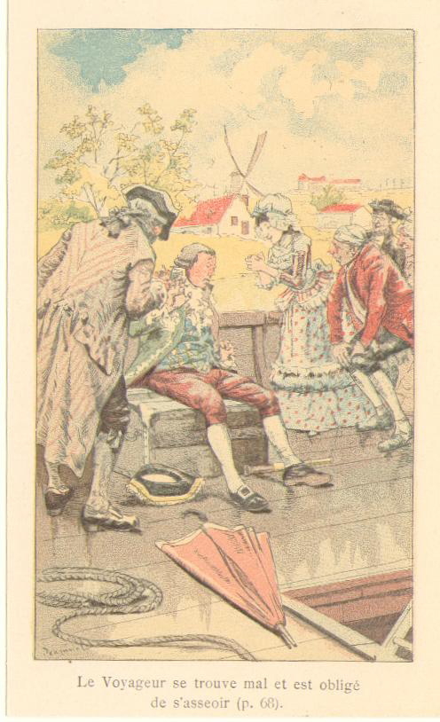 Voyage de Paris à Saint-Cloud par terre et par mer. Le voyageur se trouve mal et est obligé de s’asseoir, Georges Jeanniot, 1883