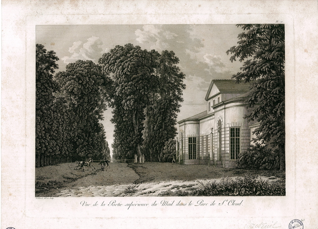 Vue de la partie supérieure du Mail dans le parc de St-Cloud, Louis-Pierre Baltard, 1803
