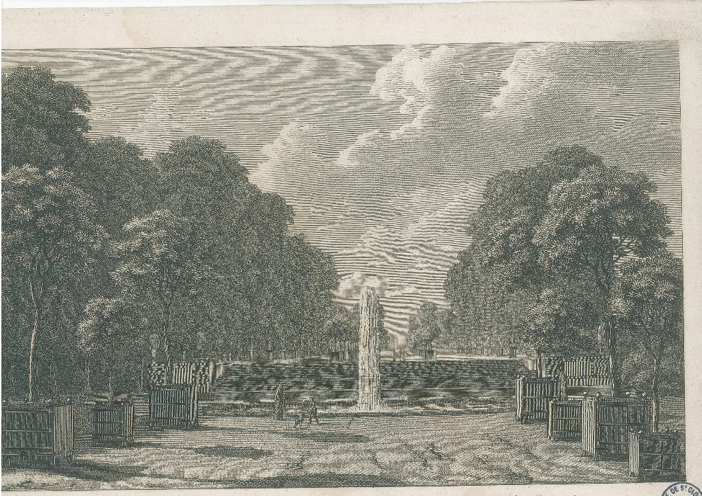 Vue des Parterres à l’Ouest du Palais de St-Cloud, Louis-Pierre Baltard, 1803