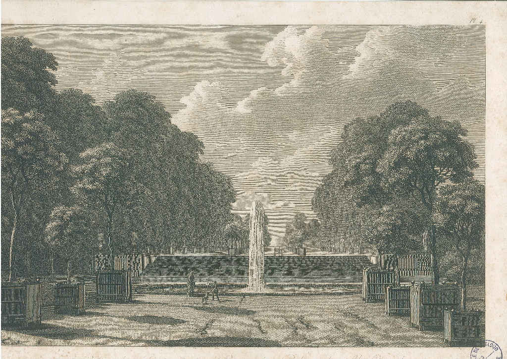 Vue des Parterres à l’Ouest du Palais de St-Cloud, Louis-Pierre Baltard, 1803