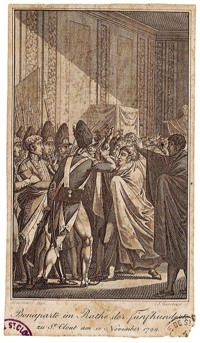 Bonaparte in Rath der Fünfhundert zu St. Cloud am 10 November 1799, Maillard, 1800 après
