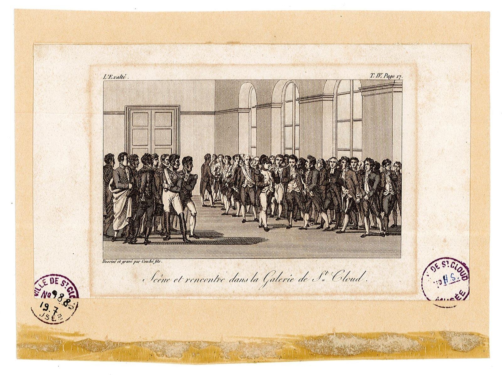 Scène et rencontre dans la galerie de St Cloud, François Louis Couche, 1802 après