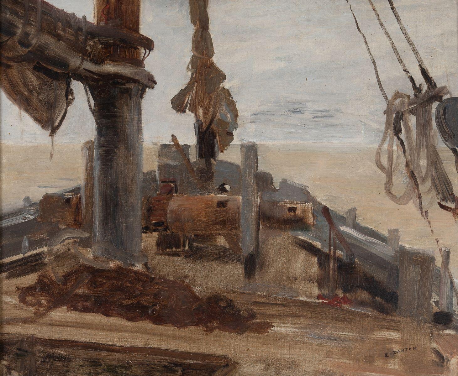 Avant d'une barque coulée, vue de dessus le pont, bateau de sable à Désiré Biette, 1884_0
