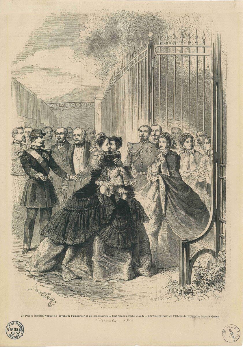 Le Prince Impérial venant au devant de l'Empereur et de l'Impératrice à leur retour à Saint-Cloud, Janet-Lange, 1860
