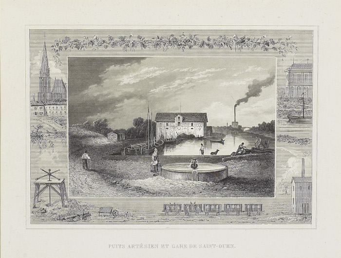 Puits artésien et gare de Saint-Ouen., 19e siècle
