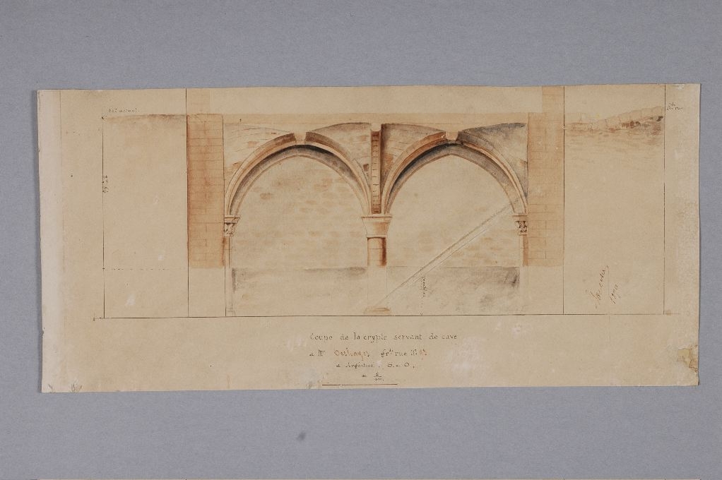 Coupe de la crypte servant de cave, 93 grande rue, Louis Boucher, 1890