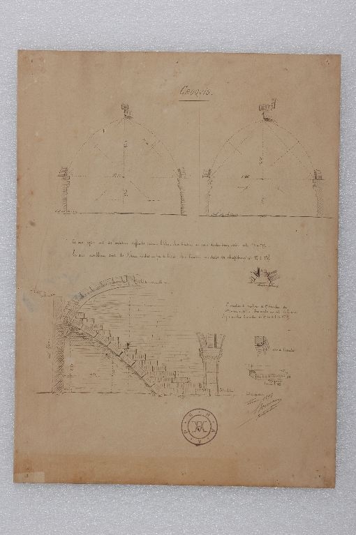 Croquis des voûtes et de l’escalier de la cave rue de Traverse, Louis Boucher, 1893