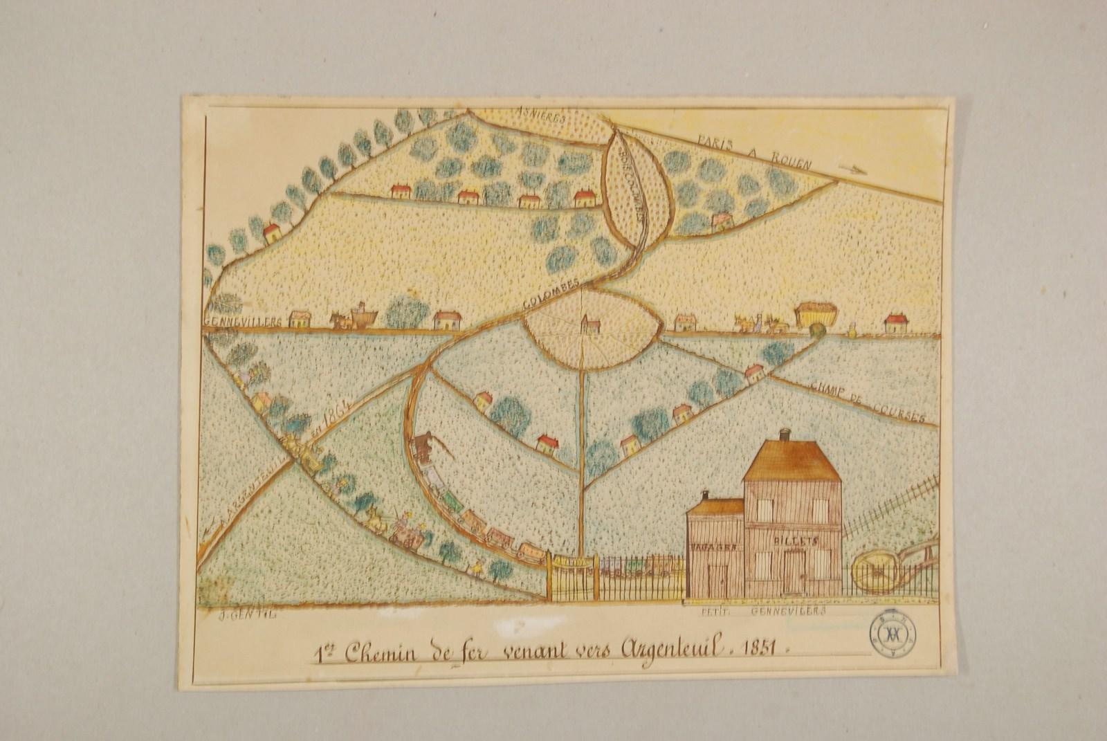 Premier chemin de fer venant vers Argenteuil, 1851, Jules Gentil, 1929 avant