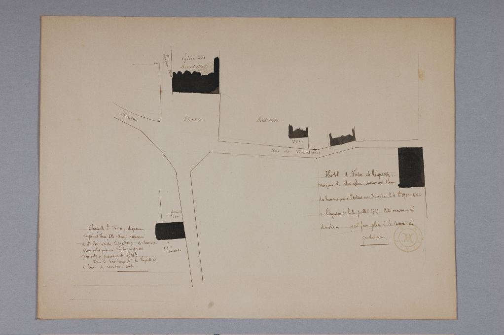 Plan figurant l’abbaye et la maison de Victor de Riquetti (marquis de Mirabeau, père), Louis Boucher, 19e siècle, 20e siècle
