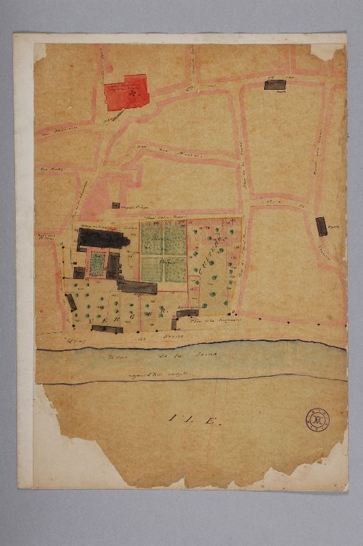 Plan cadastral du prieuré  avec la chapelle St Jean, Louis Boucher, 1890 vers