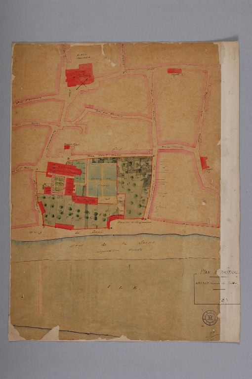 Plan cadastral du prieuré  avec la chapelle St Jean, Louis Boucher, 1889