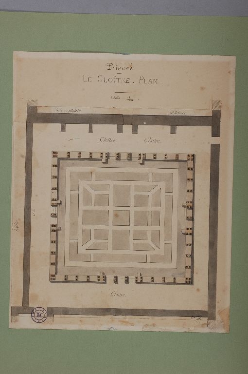 Plan du cloître du Prieuré, Louis Boucher, 1889