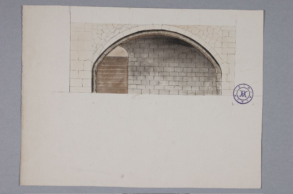 La geôle de l’auditoire du Prieuré, coupe transversale, Louis Boucher, 19e siècle