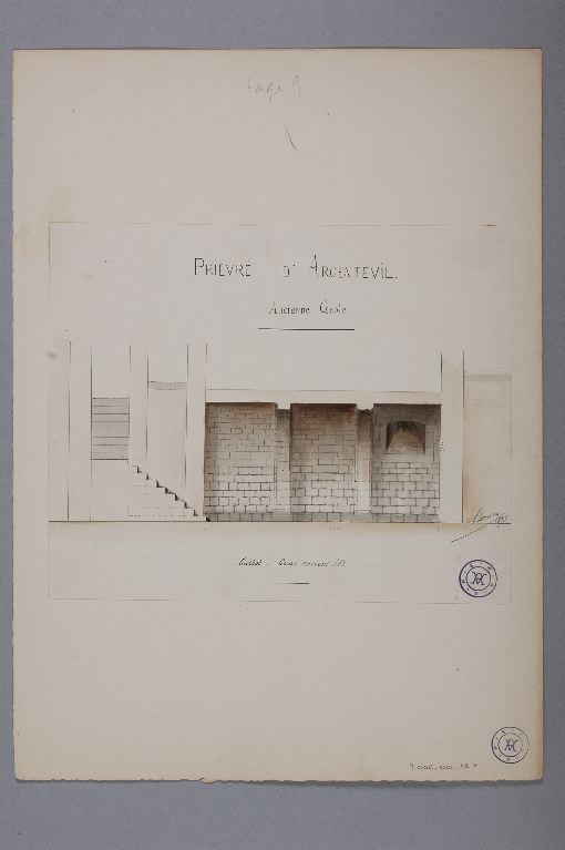 La geôle de l’auditoire du Prieuré, coupe longitudinale, Louis Boucher, 1893