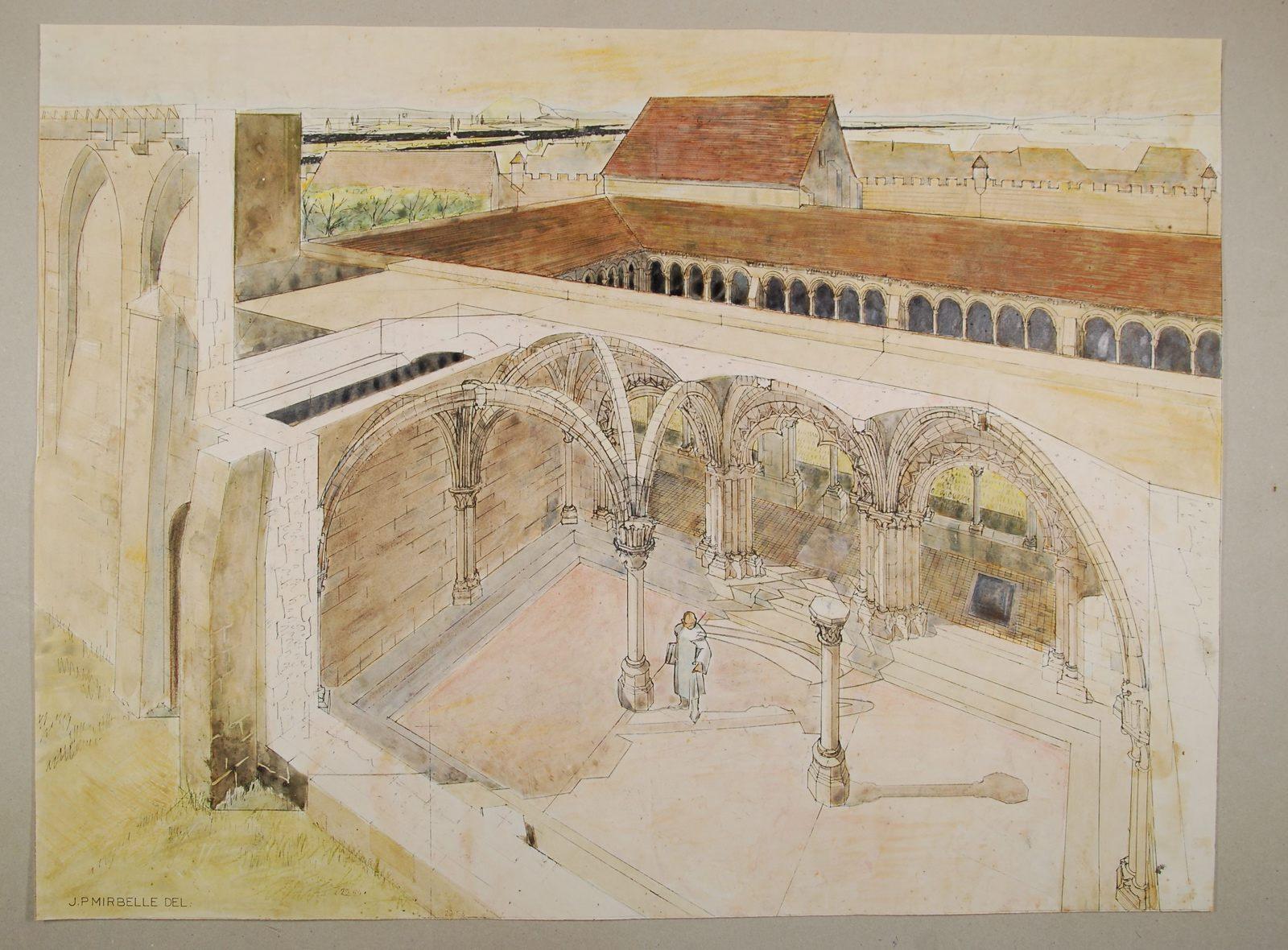 Reconstitution en perspective de la salle capitulaire de l'abbaye Notre-Dame — Jean-Paul Mirbelle