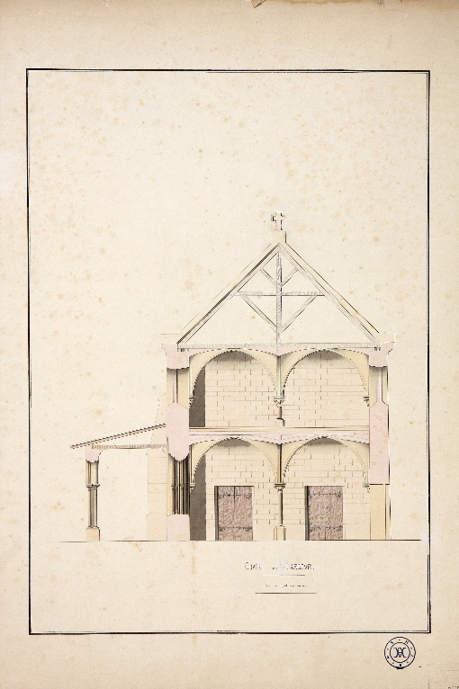 Coupe du bâtiment du réfectoire et du dortoir, Louis Boucher, 19e siècle, 20e siècle