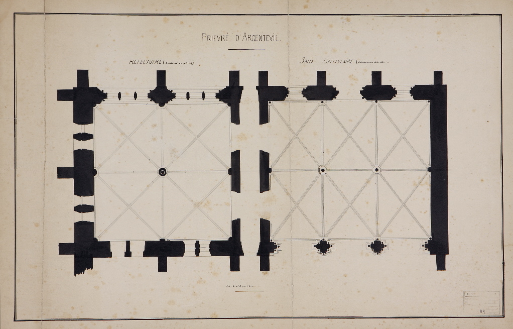 Plan du réfectoire et de la salle capitulaire du Prieuré, Louis Boucher, 19e siècle, 20e siècle
