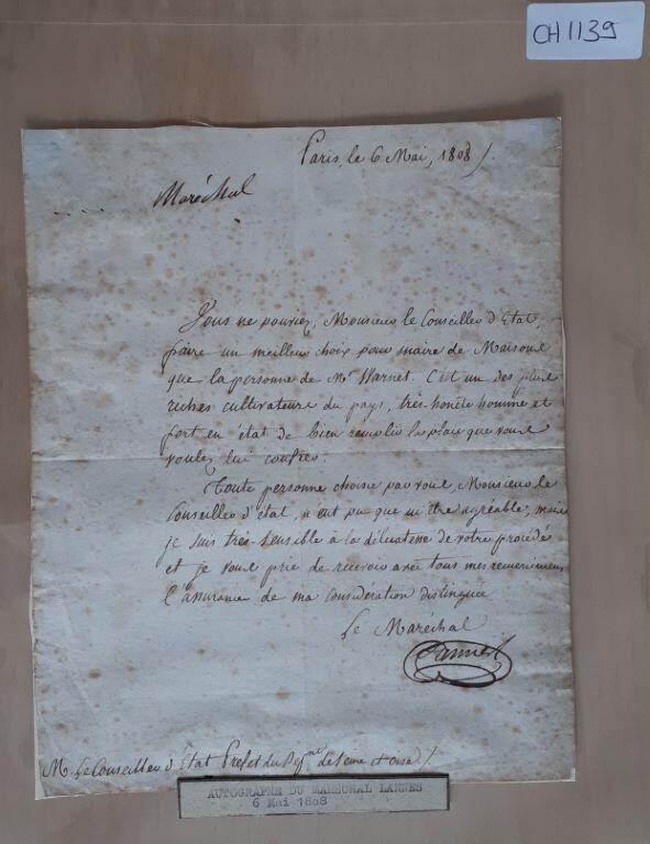 Lettre du maréchal Lannes, 6 mai 1808_0