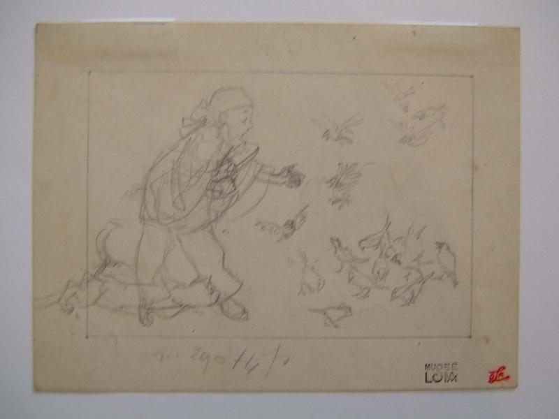 Pierrot nourrissant les moineaux, Adolphe Léon Willette, 4e quart 19e siècle, 1er quart 20e siècle