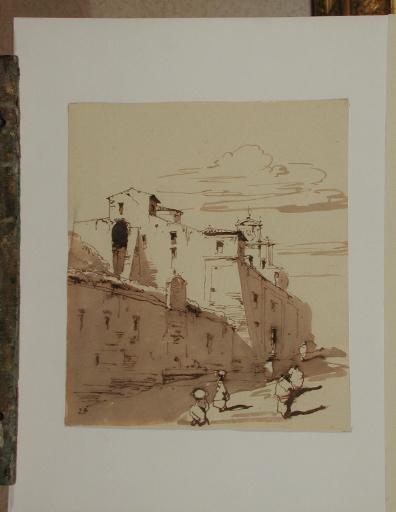 Maisons, ruines et église en Italie, Jules-Romain Joyant, 19e siècle