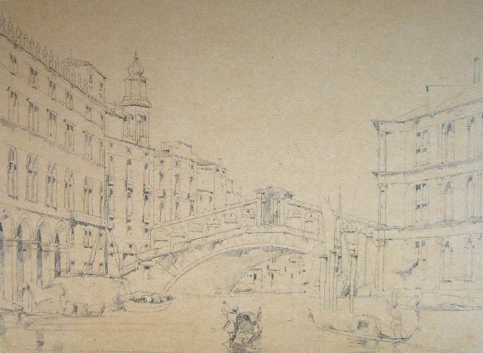 Venise, le Pont du Rialto vu d'amont, Jules-Romain Joyant, 19e siècle