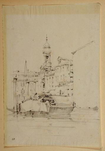 Embarcations sur le Grand Canal et l'église Santi Apostoli, Jules-Romain Joyant, 19e siècle