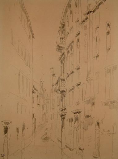 Venise, ponte dei Morti, près du Campo San Cassiano (Frondamenta dei Ognisanti, rio de l'Arogardia), Jules-Romain Joyant, 19e siècle
