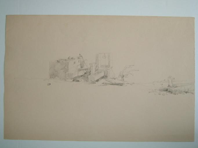 Croquis d'un puits et d'abreuvoirs, Jules-Romain Joyant, 19e siècle
