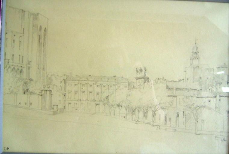 La ville d'Avignon, en contrebas du palais des Papes (c. 1845)_0