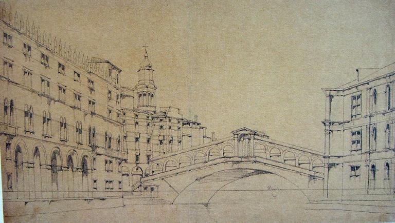 Venise, le pont du Rialto vu d'amont, Jules-Romain Joyant, 19e siècle