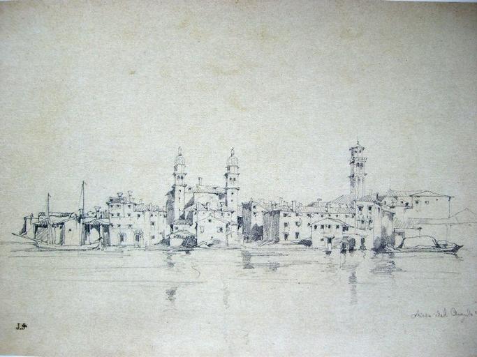 Venise, église de l'Angelo Rafael, sur le canal de la Guidecca, Jules-Romain Joyant, 19e siècle