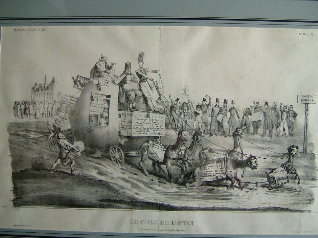 La Caricature (n° 158) ; Le char de l'Etat (expression du stupide Constitutionnel), Charles Joseph Travies De Villers, 19e siècle