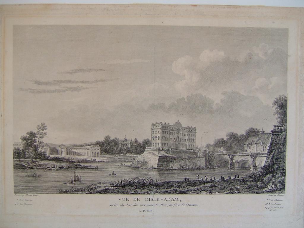Vue de l'Isle-Adam, prise du bas des Terrasses du Parc en face du château, Michel Picquenot, 2e moitié 18e siècle