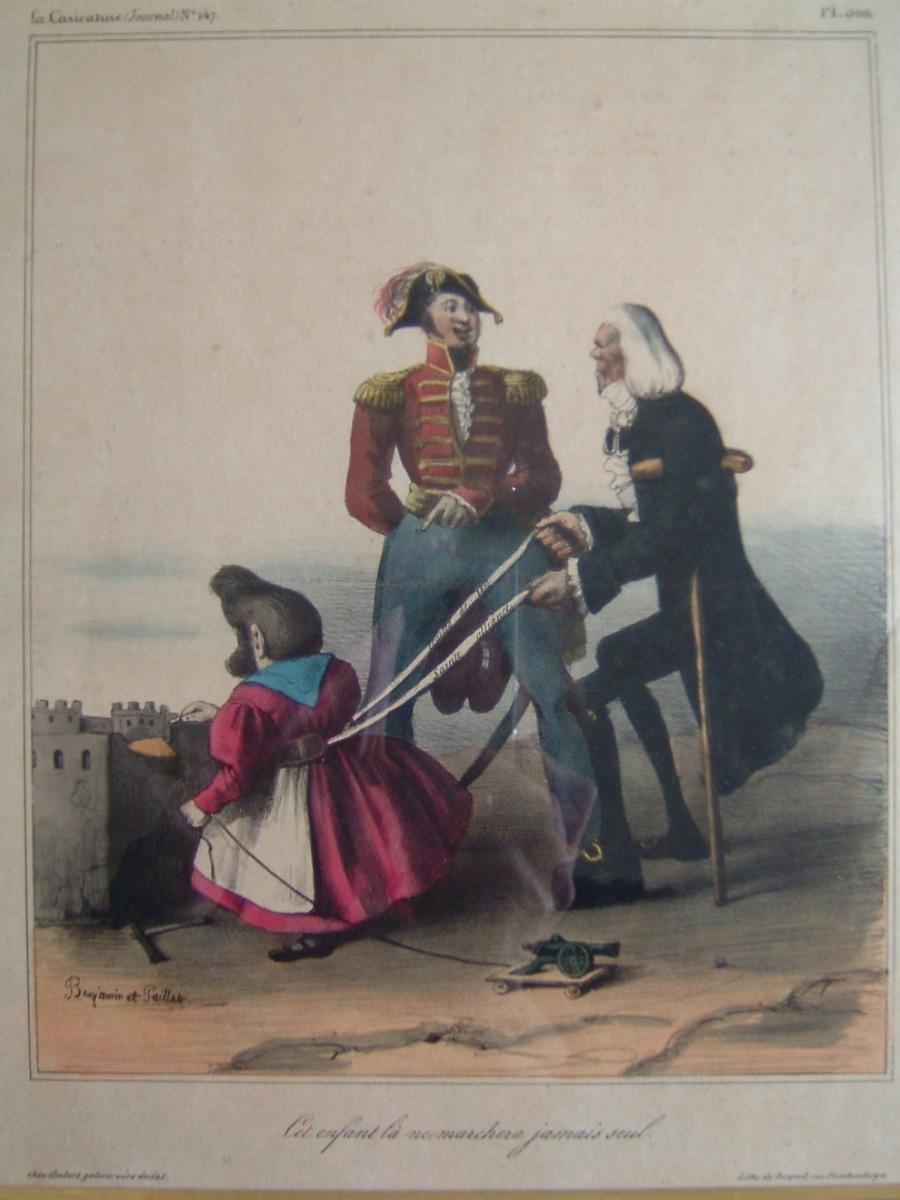 La Caricature (n°147) : Cet enfant là ne marchera jamais seul, Becquet, 1ère moitié 19e siècle
