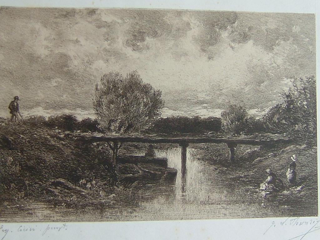 Rivière avec passerelle (factice), William Thornley, 4e quart 19e siècle