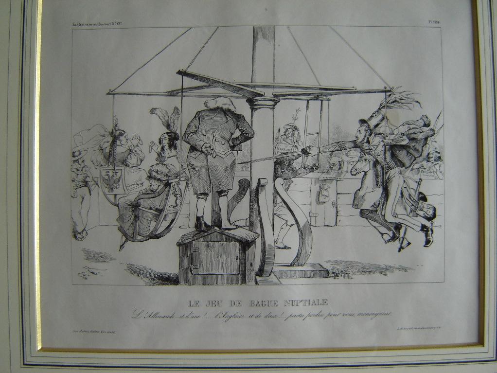 La Caricature (n° 137) : Le jeu de bague nuptiale (caricature), Grandville, 19e siècle
